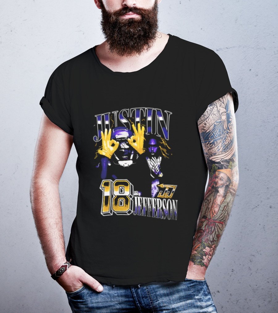 Justin Jefferson 18 Gold Gloves Lightning Bootleg Player Photos T-Shirt