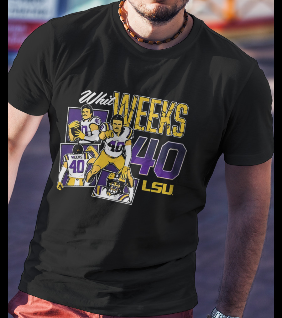 Whit Weeks LSU Tigers Number 40 College Football Collage T-Shirt