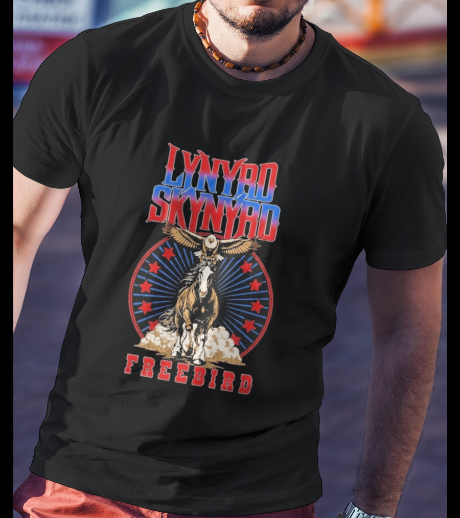 Lynyrd Skynyrd Freebird Eagle Horse Red Stars T-Shirt