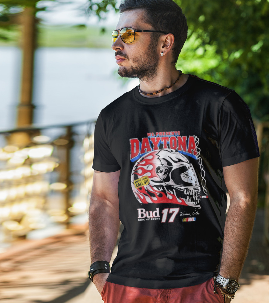 WL Present Daytona Bud King Of Beers 17 Racing Helmet Flame Design 2026 T-Shirt