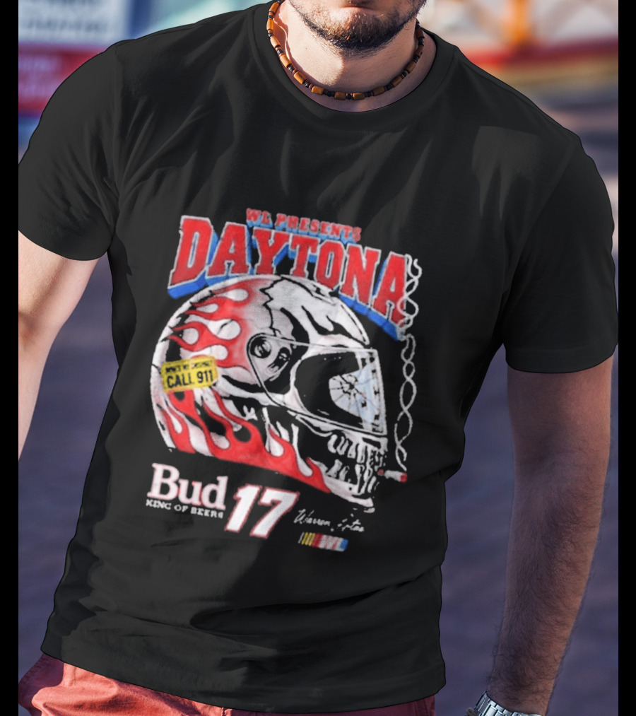 WL Present Daytona Bud King Of Beers 17 Racing Helmet Flame Design 2026 T-Shirt