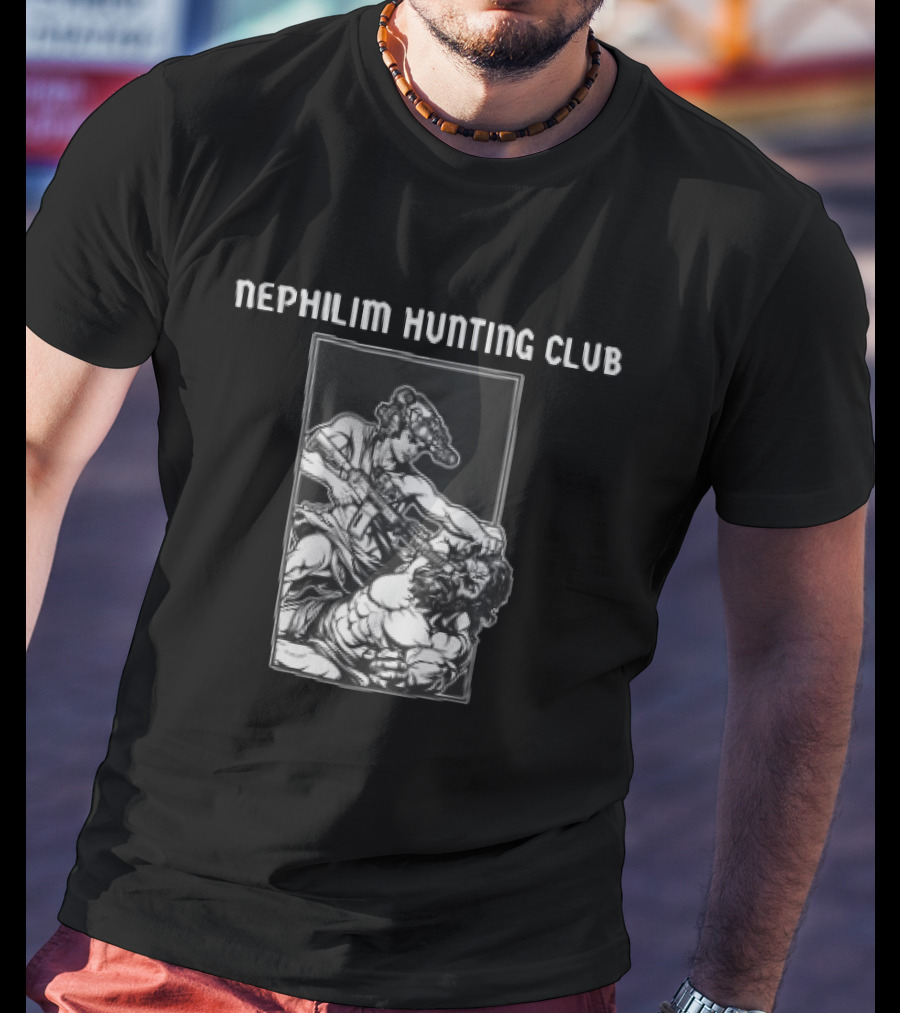 Nephilim Hunting Club Mythical Warrior Battle Scene T-Shirt