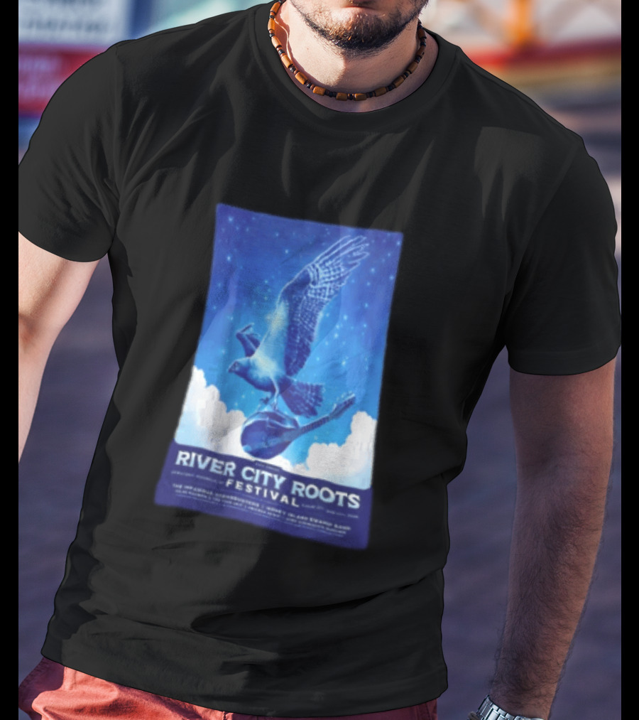 River City Roots Festival 2026 Missoula MT 20th Annual Event Bird And Mandolin T-Shirt