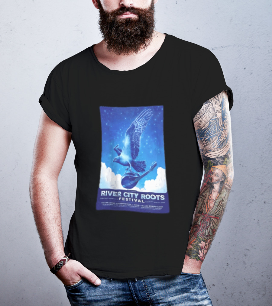 River City Roots Festival 2026 Missoula MT 20th Annual Event Bird And Mandolin T-Shirt