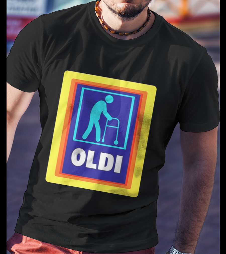 Oldi Elderly Walker Parody Aldi T-Shirt
