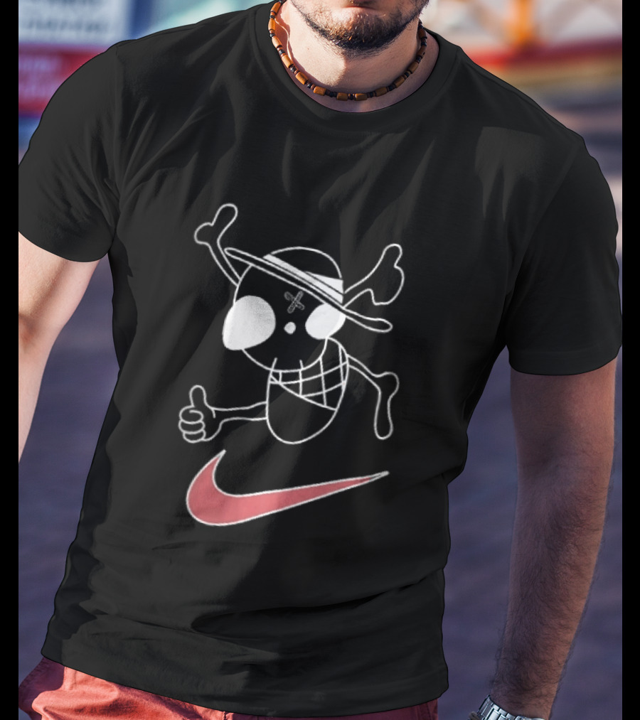 Pirate Straw Hat Skull Thumbs Up Nike T-Shirt