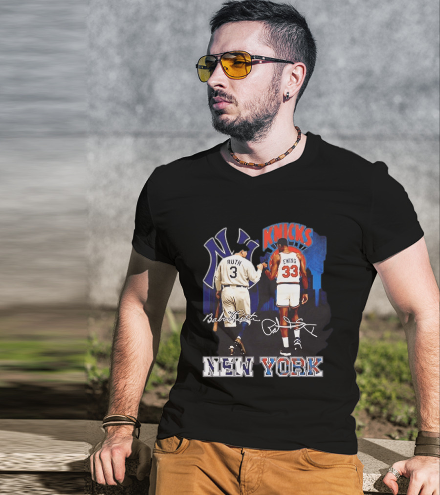 New York Ruth Ewing Yankees Knicks Legends T-Shirt