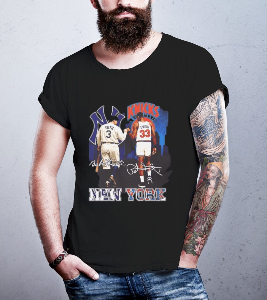 New York Ruth Ewing Yankees Knicks Legends T-Shirt
