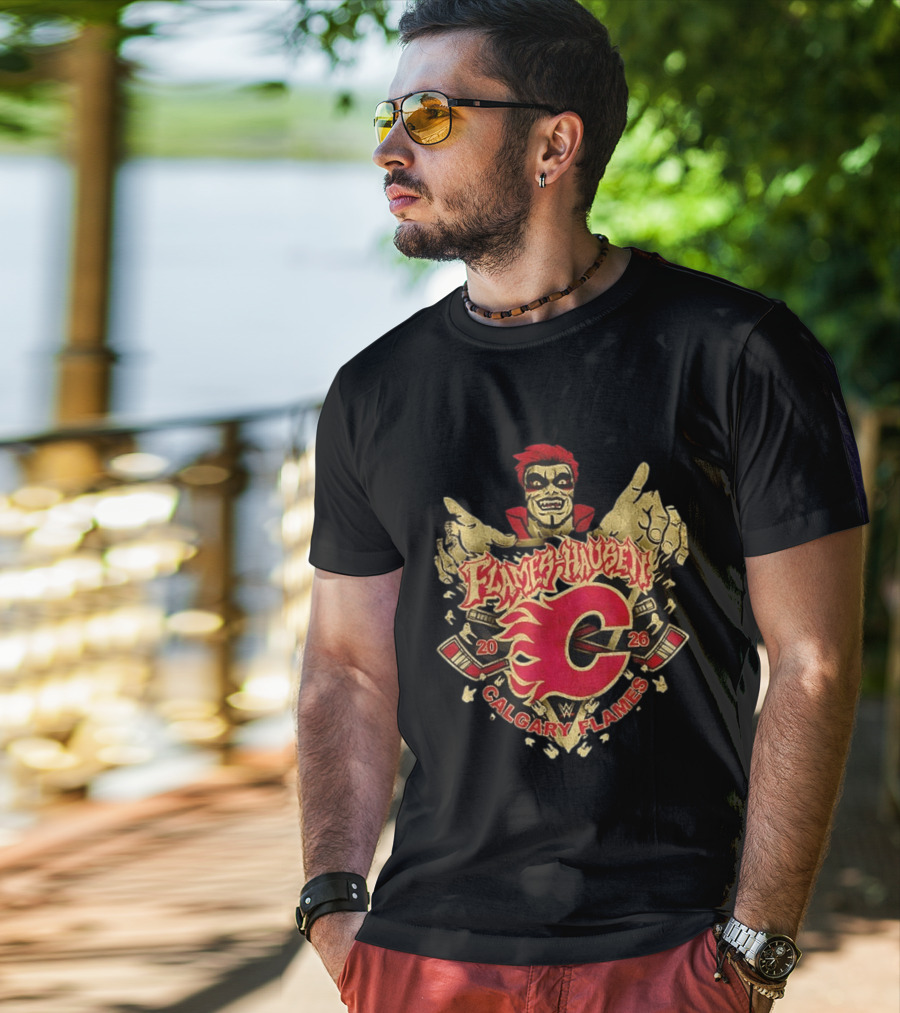 Flamehausen Calgary Flames WWE 2026 Collaboration Danhausen Summer Tour T-Shirt