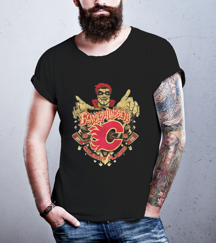 Flamehausen Calgary Flames WWE 2026 Collaboration Danhausen Summer Tour T-Shirt