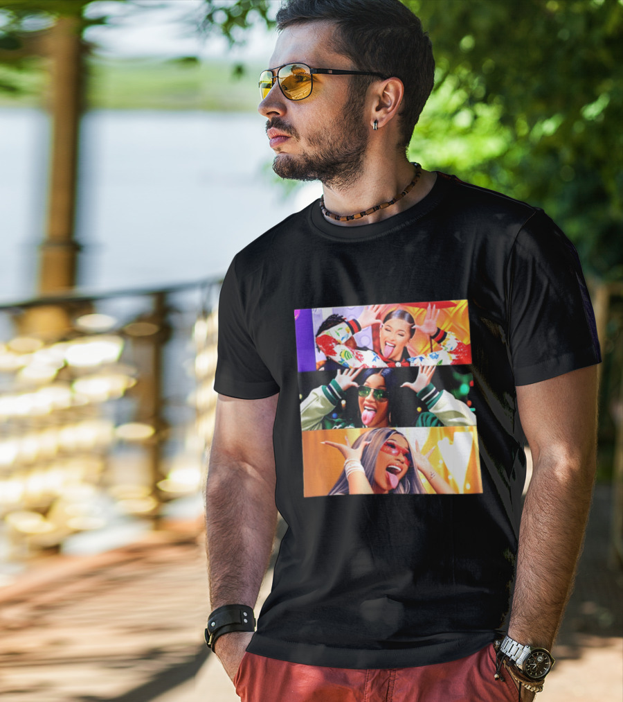 Cardi B Funny Faces Tongue Out Rapper Hip Hop Celebrity T-Shirt