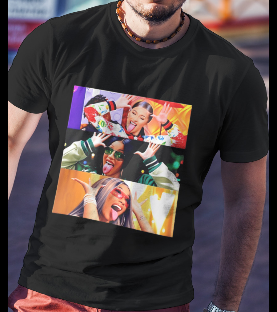 Cardi B Funny Faces Tongue Out Rapper Hip Hop Celebrity T-Shirt