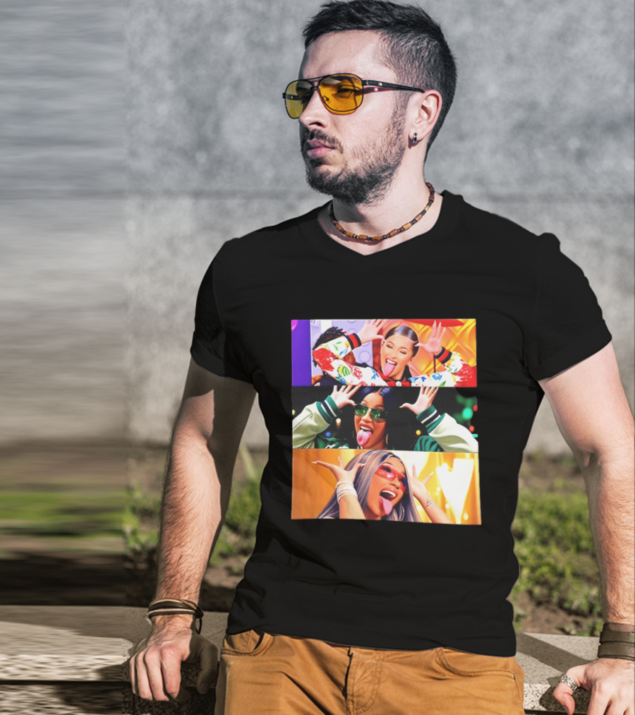 Cardi B Funny Faces Tongue Out Rapper Hip Hop Celebrity T-Shirt