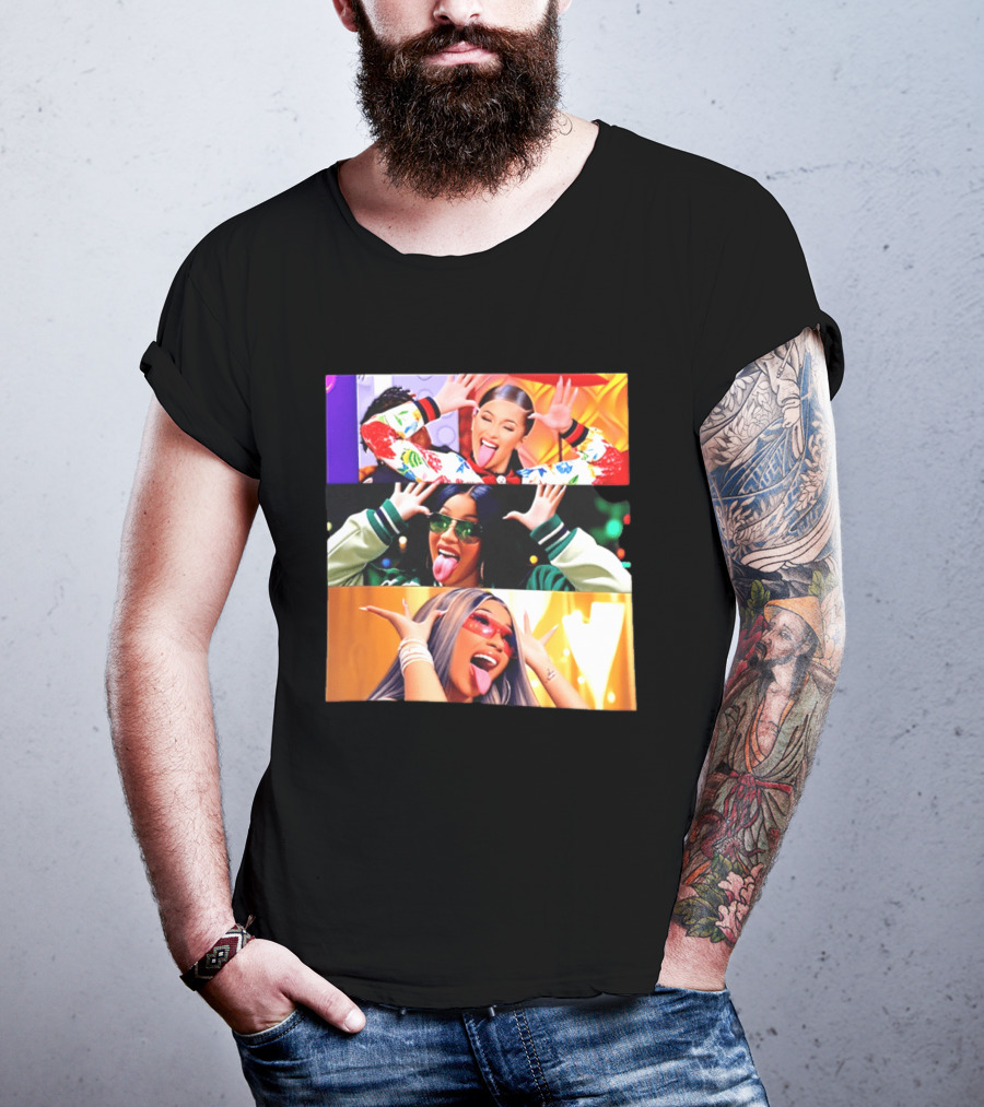 Cardi B Funny Faces Tongue Out Rapper Hip Hop Celebrity T-Shirt