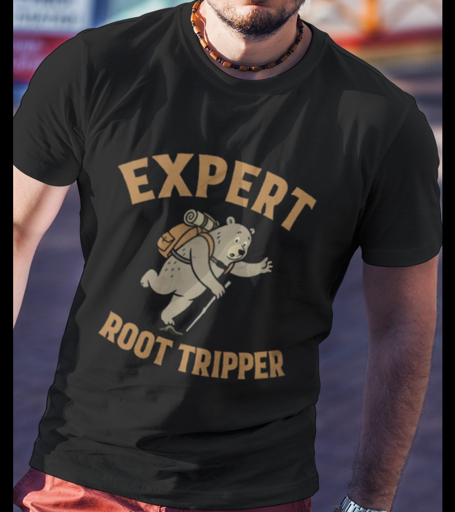 Expert Backpacking Bear Root Tripper Hiking Adventure T-Shirt