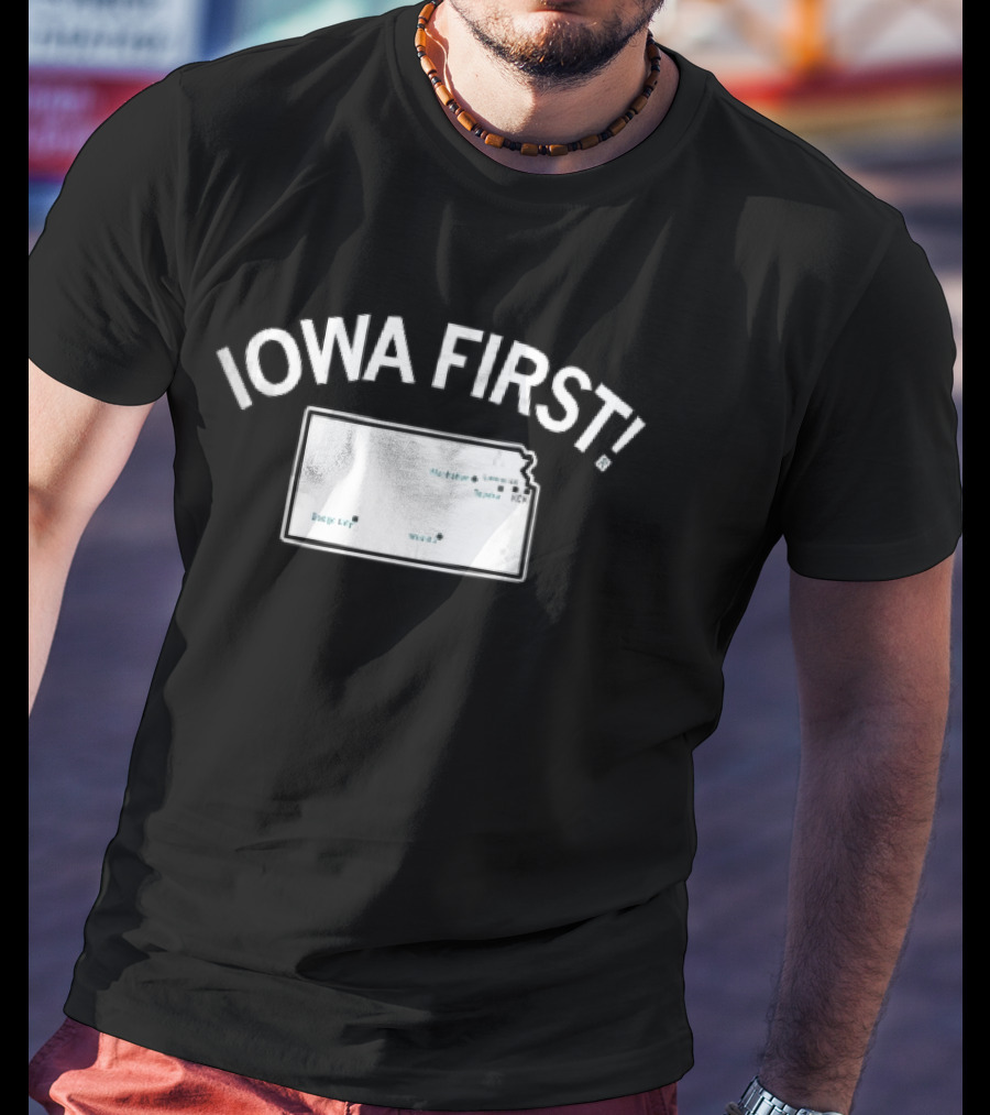 Iowa First Map Ames Newton Des Moines Cities Locations T-Shirt
