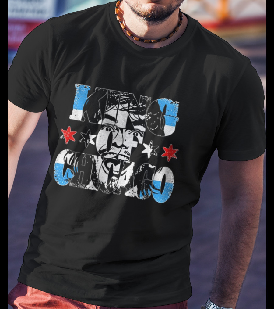 King Of Chicago Blue And Red Stars T-Shirt