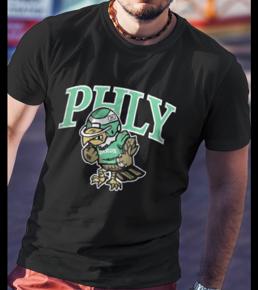 Philadelphia Eagles Phly Birds Cartoon Football Helmet Crewneck T-Shirt