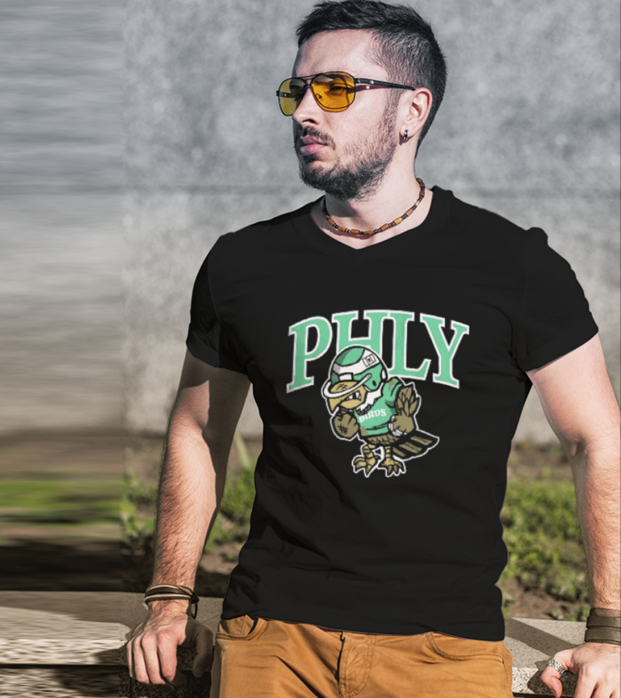 Philadelphia Eagles Phly Birds Cartoon Football Helmet Crewneck T-Shirt