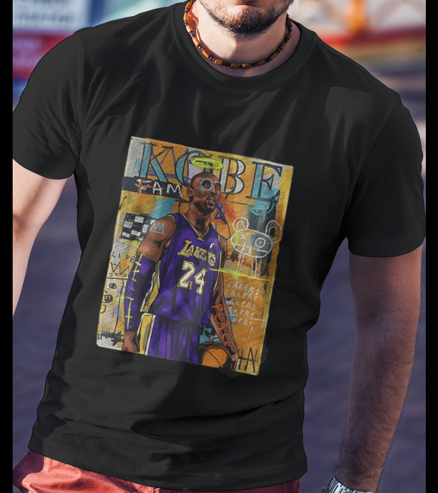 Kobe Bryant Lakers 24 Halo Peace Abstract Graffiti T-Shirt