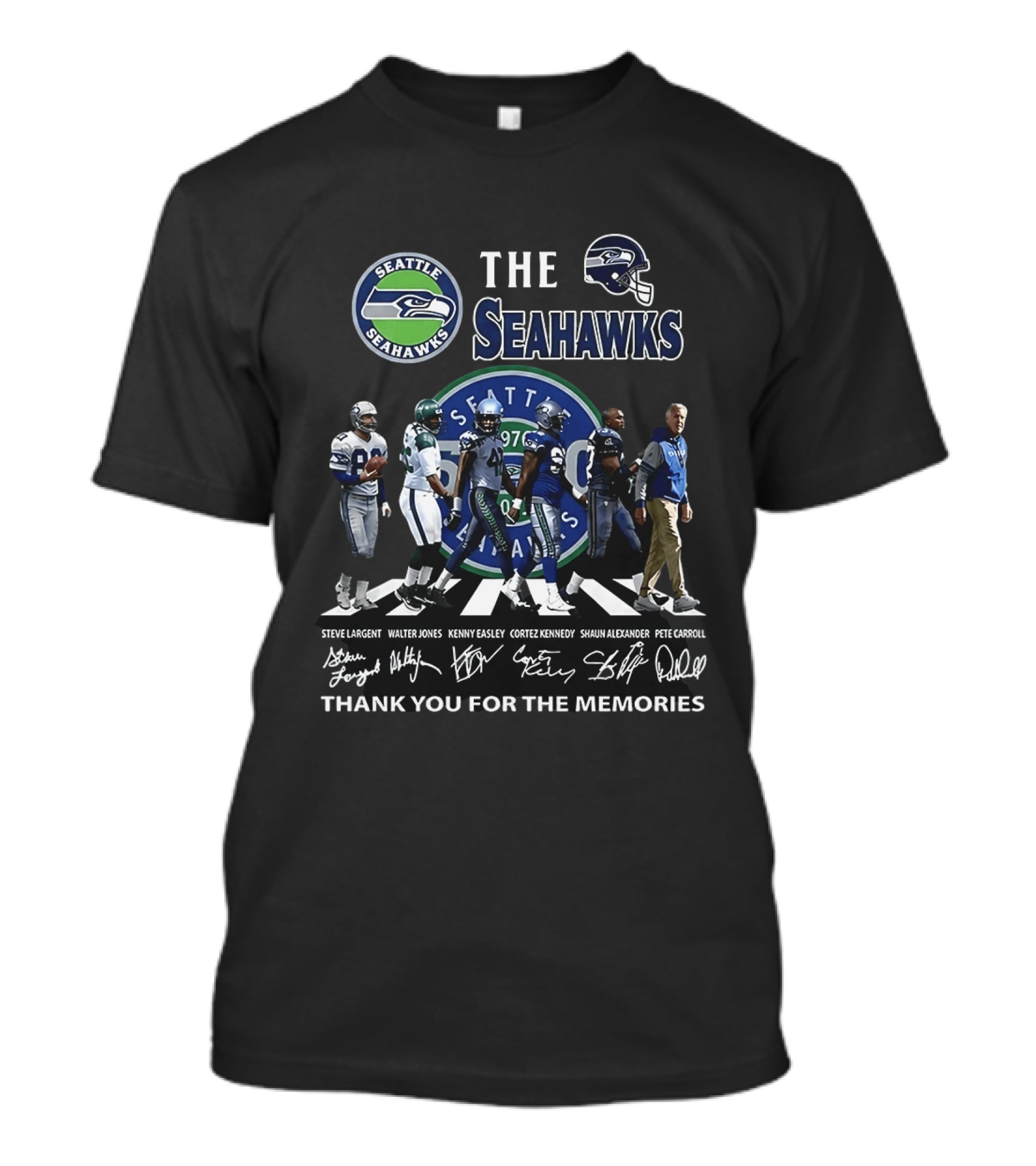 Seattle Seahawks Legends Signatures Walking Abbey Road Thank You For The Memories T-Shirt