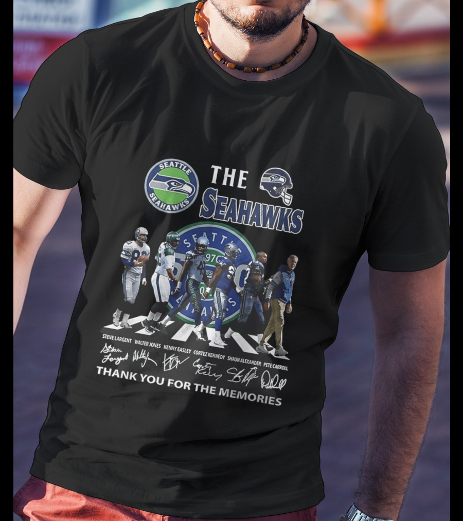 Seattle Seahawks Legends Signatures Walking Abbey Road Thank You For The Memories T-Shirt