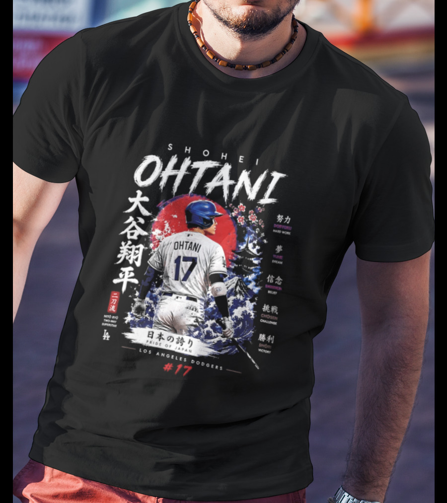 Shohei Ohtani Los Angeles Dodgers Japanese Two Way Player #17 T-Shirt