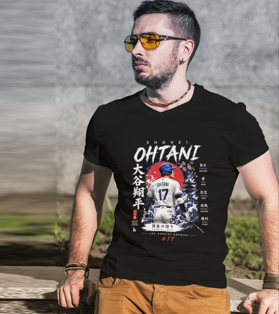 Shohei Ohtani Los Angeles Dodgers Japanese Two Way Player #17 T-Shirt