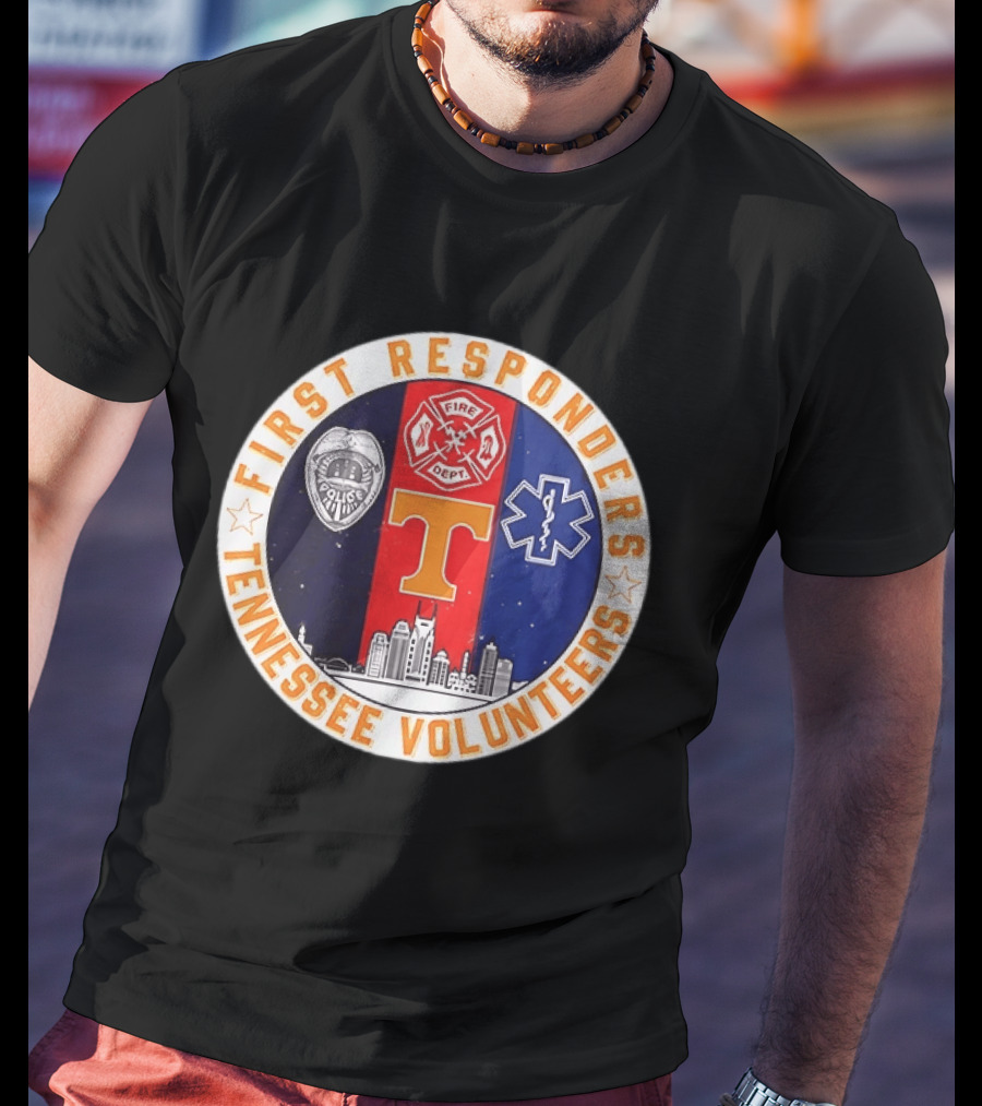 Tennessee Volunteers First Responders Police Fire EMS Skyline T-Shirt