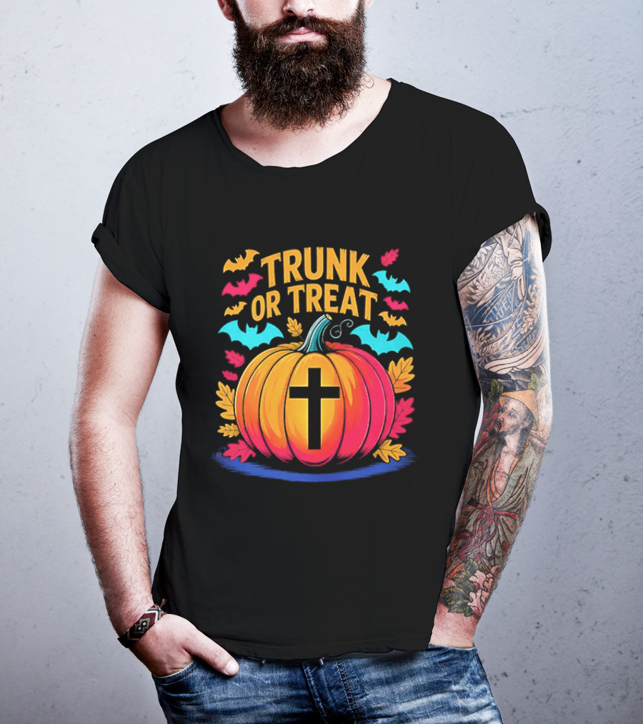 Trunk Or Treat Christian Pumpkin Cross Halloween T-Shirt