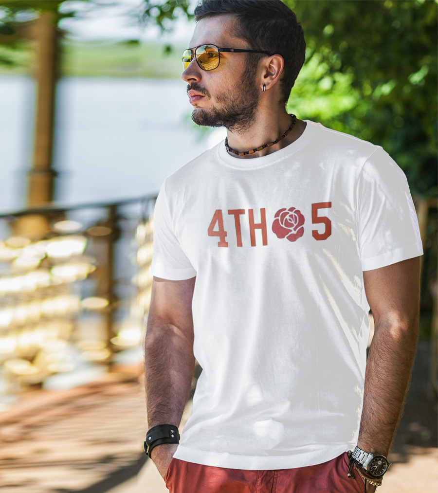4th 5 Red Rose Varsity Athleisure Block Numbers T-Shirt