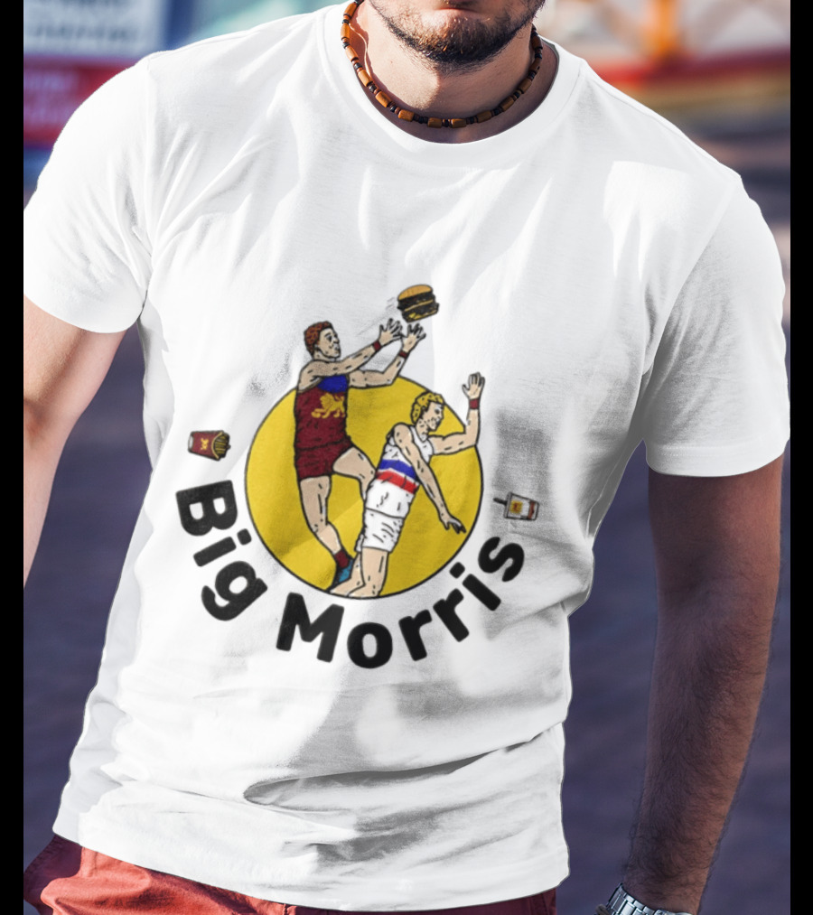 Big Morris Brisbane Lions AFL Australian Rules Football Player Burger Jump T-Shirt