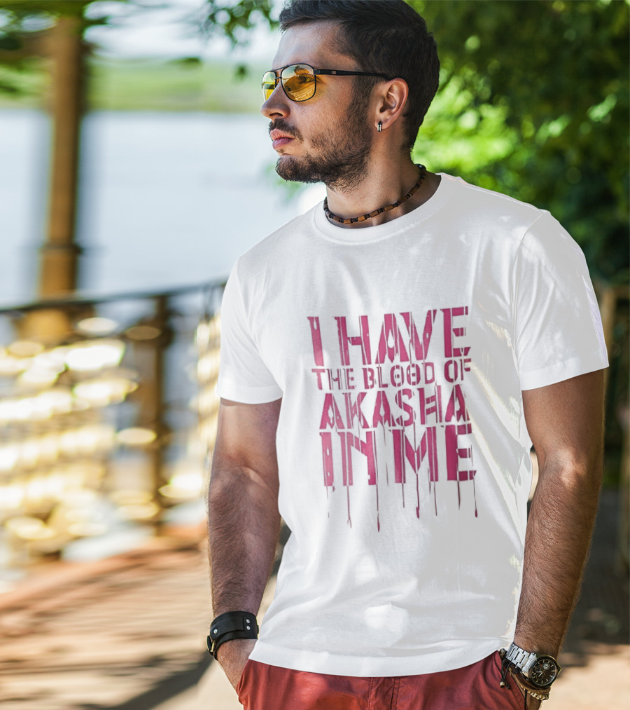 I Have The Blood Of Akasha In Me Pink Dripping Red Drops T-Shirt