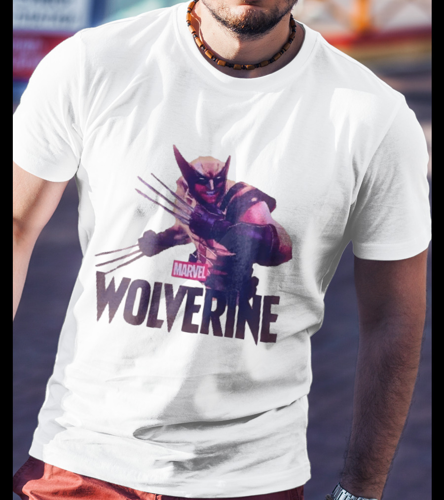 Marvel Wolverine Masked Superhero Claws Extended Purple Glow T-Shirt