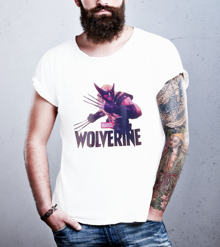 Marvel Wolverine Masked Superhero Claws Extended Purple Glow T-Shirt