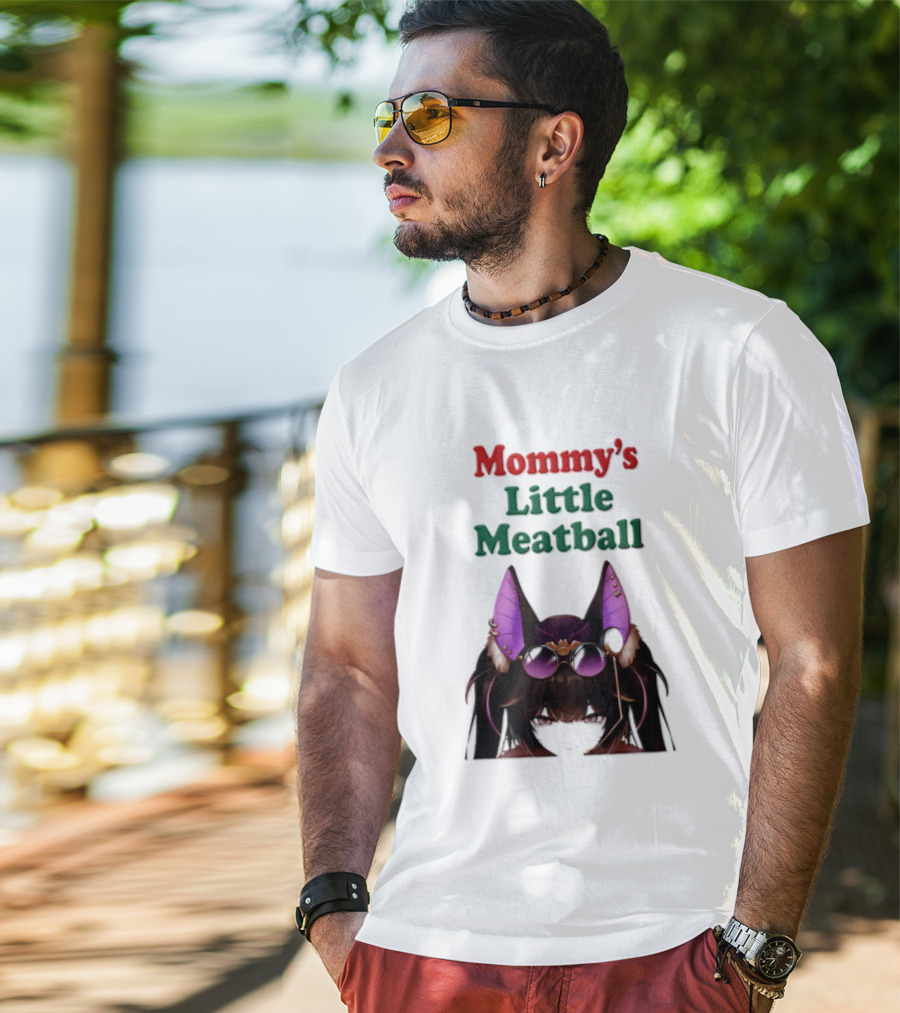 Mommy's Little Meatball Bat Vtuber Black Wings Purple Ears Playful T-Shirt