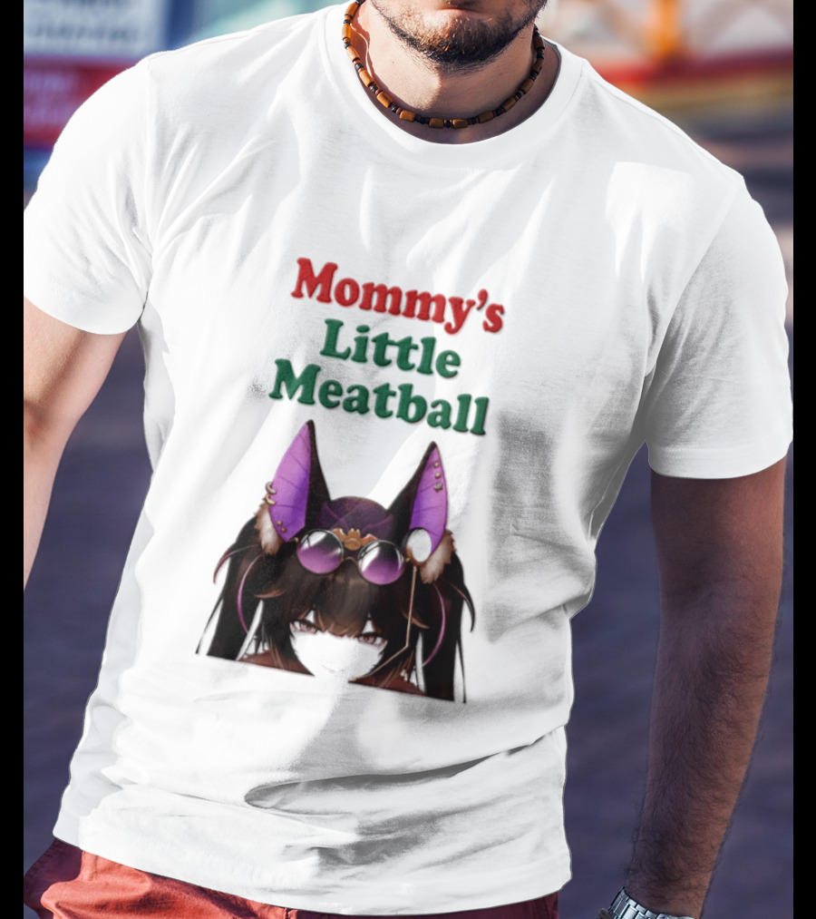 Mommy's Little Meatball Bat Vtuber Black Wings Purple Ears Playful T-Shirt