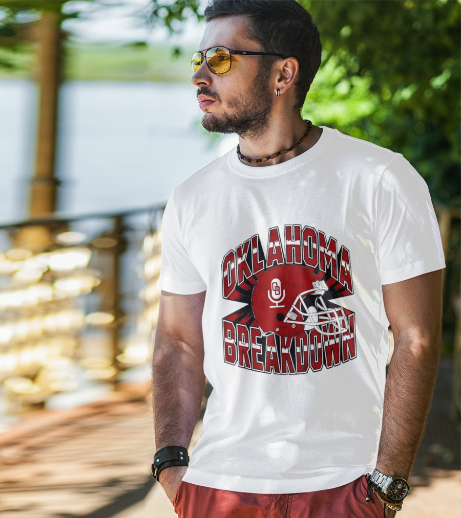 Oklahoma Breakdown Football Helmet OB Podcast T-Shirt