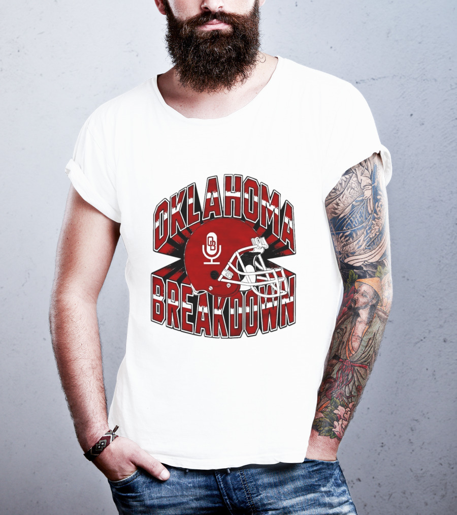Oklahoma Breakdown Football Helmet OB Podcast T-Shirt