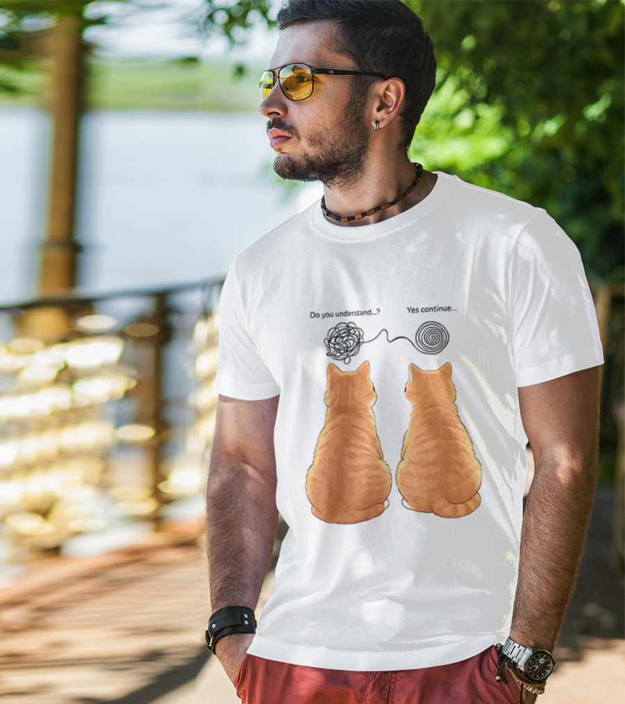 Orange Cats Do You Understand Yes Continue Yarn Tangle T-Shirt