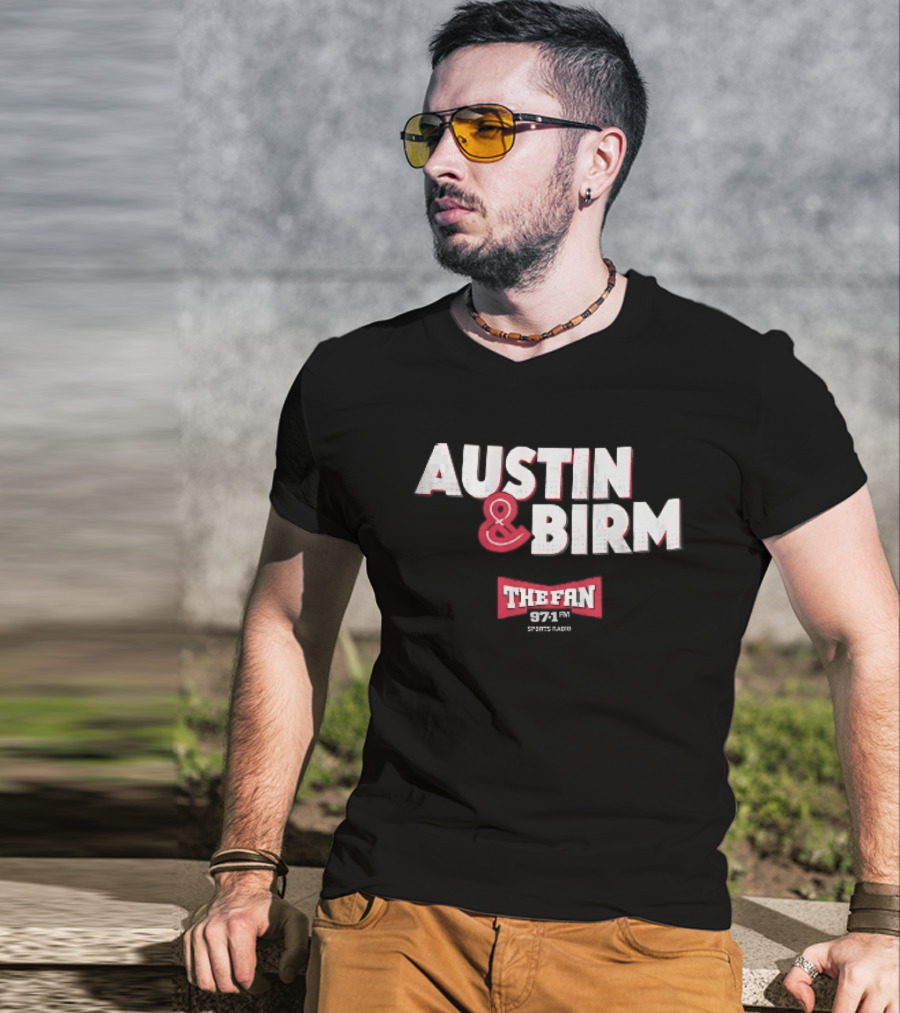 Austin Birm The Fan 97.1 Sports Radio Red Bowtie Block T-Shirt