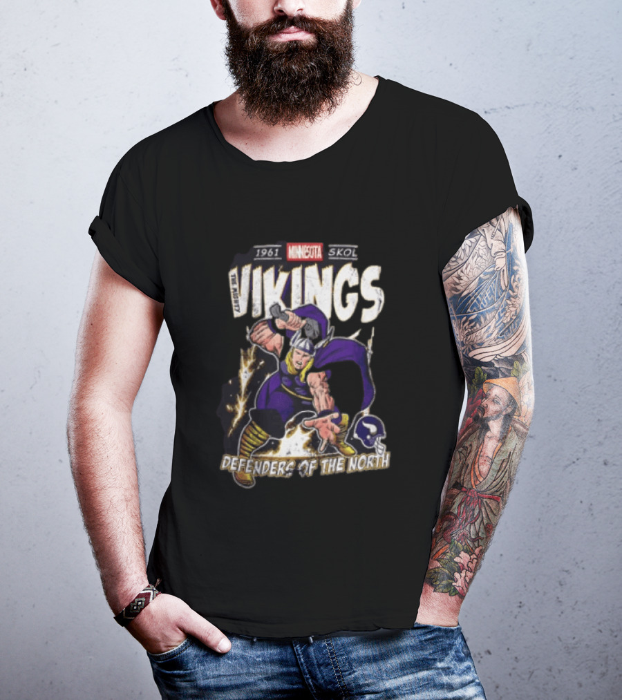 1961 Minnesota Vikings Skol The Mighty Vikings Defenders Of The North T-Shirt