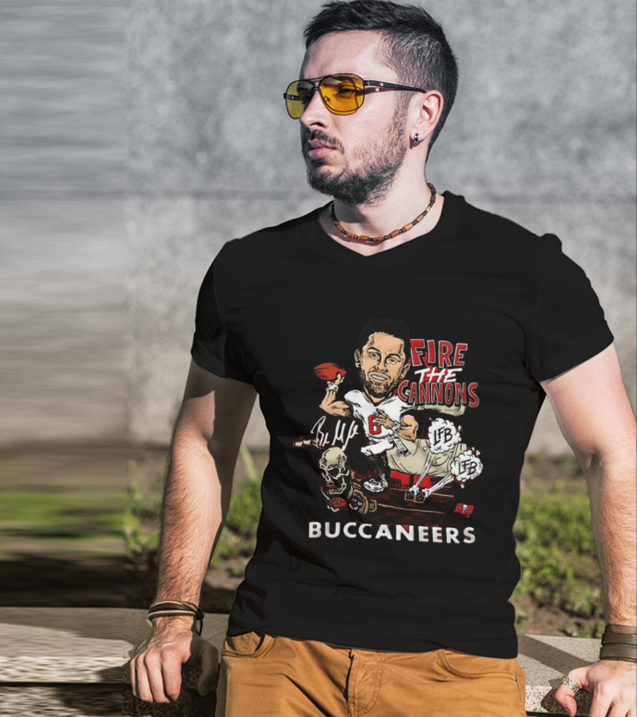 Baker Mayfield Tampa Bay Buccaneers Fire The Cannons LFB Skull Football Caricature T-Shirt