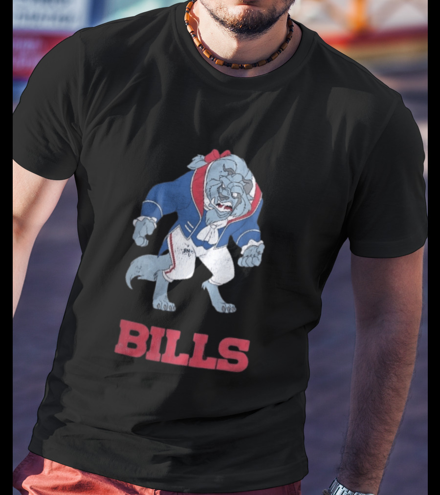 Buffalo Bills Distressed Cartoon Beast Snarling BILLS T-Shirt
