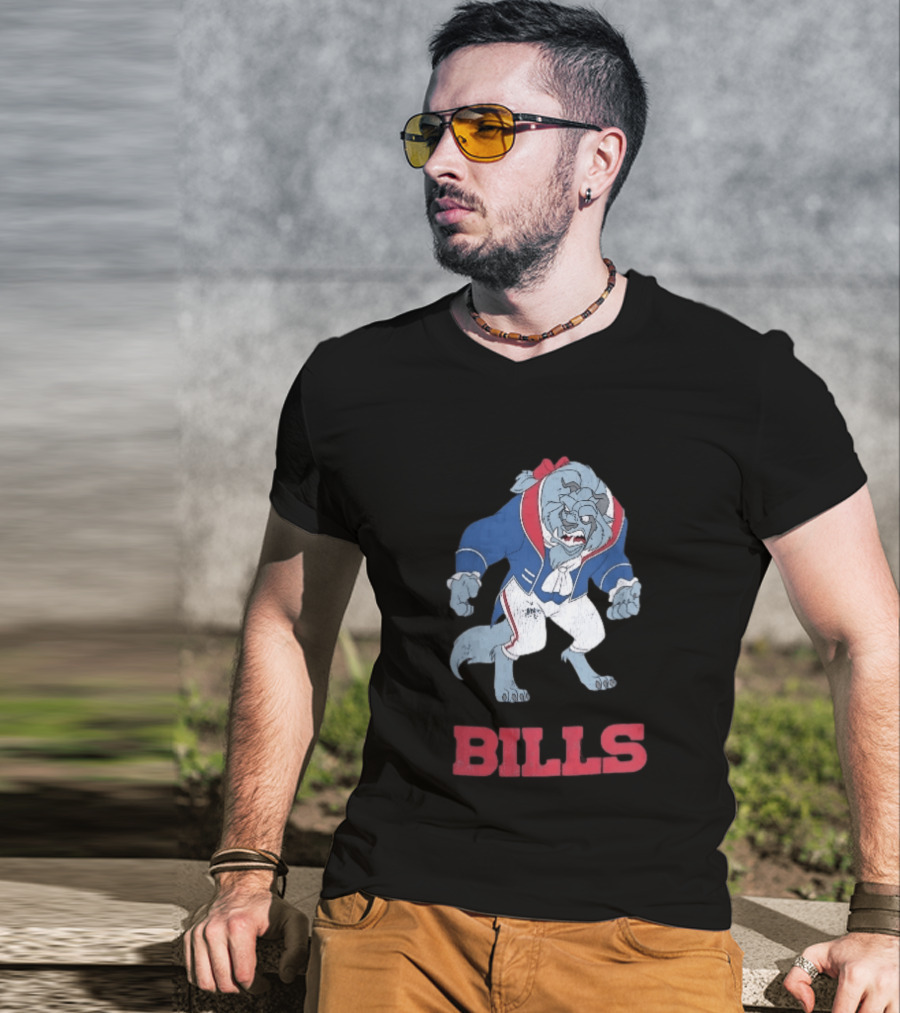 Buffalo Bills Distressed Cartoon Beast Snarling BILLS T-Shirt