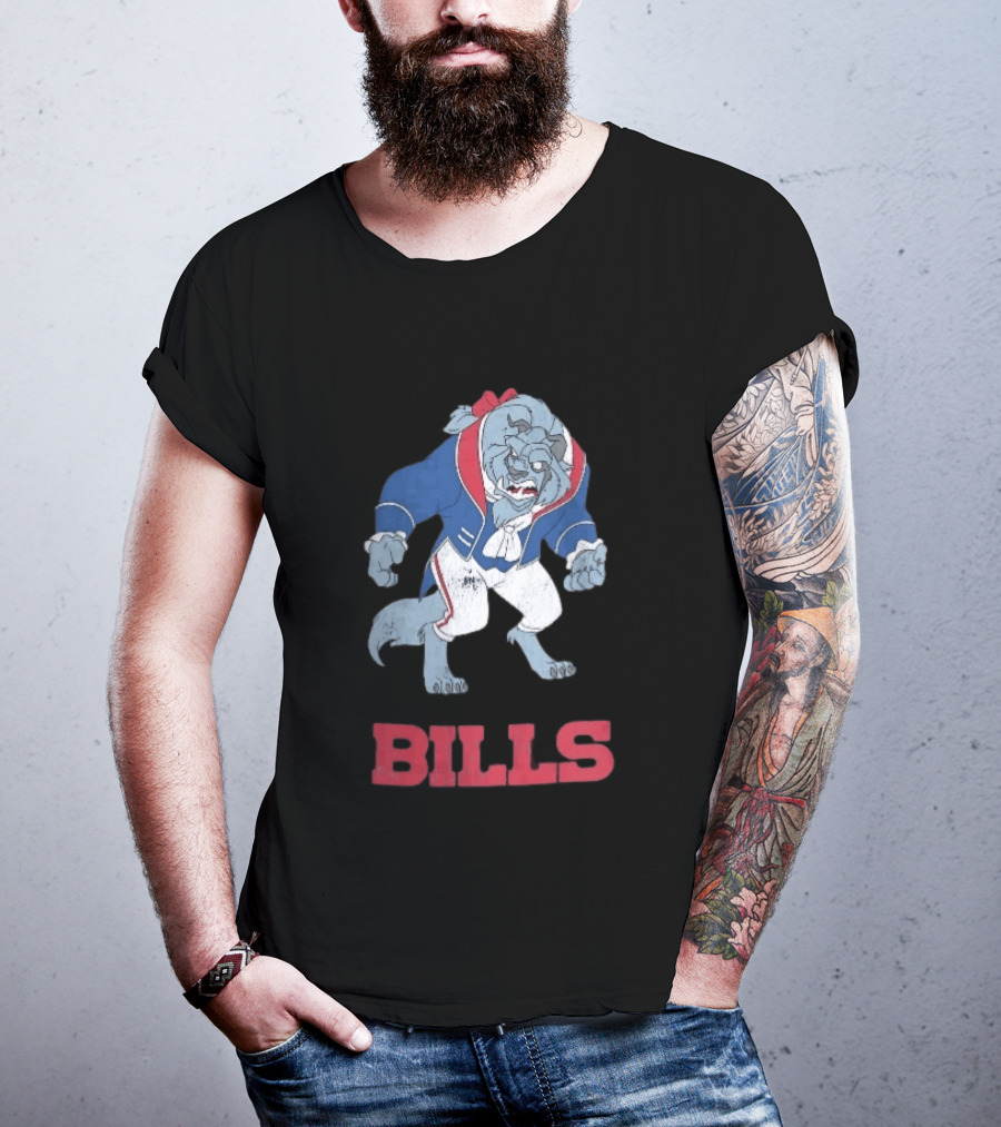 Buffalo Bills Distressed Cartoon Beast Snarling BILLS T-Shirt