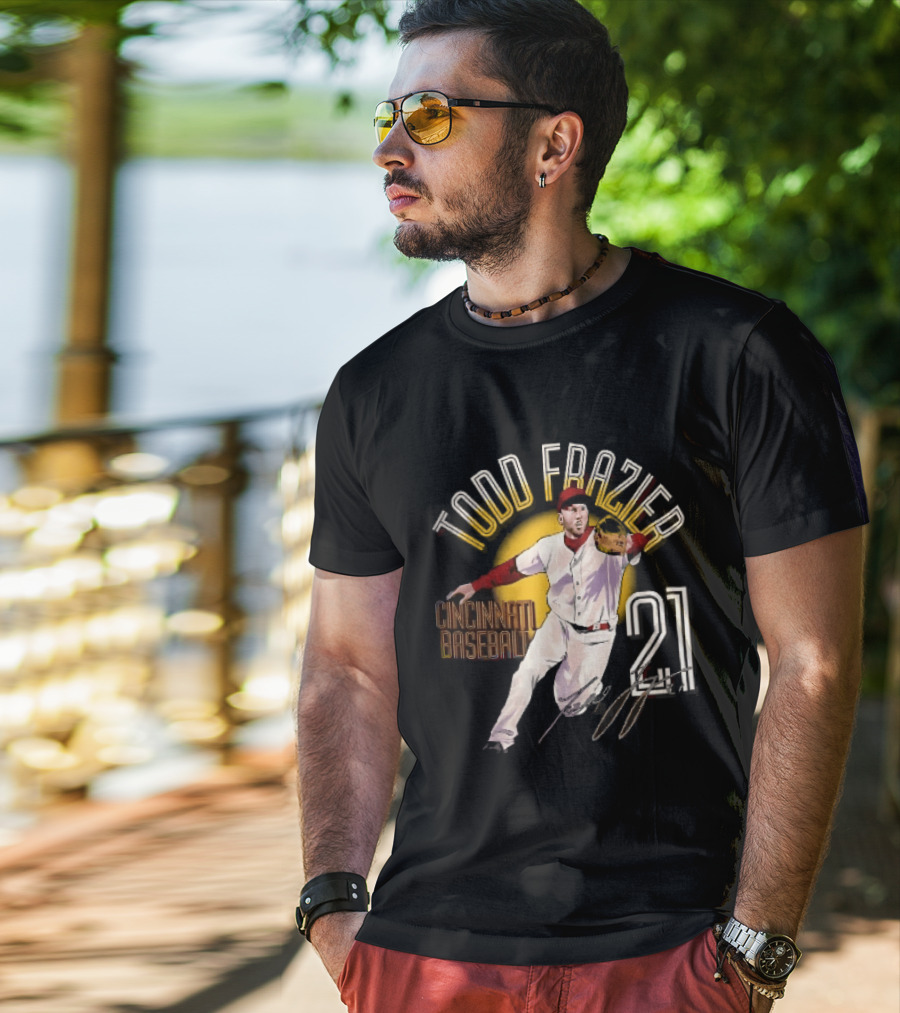 Todd Frazier Cincinnati Baseball 21 Fielding Yellow Sun T-Shirt