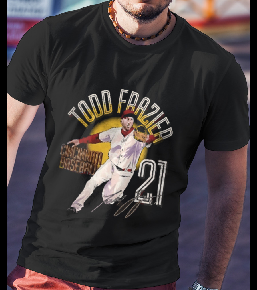 Todd Frazier Cincinnati Baseball 21 Fielding Yellow Sun T-Shirt