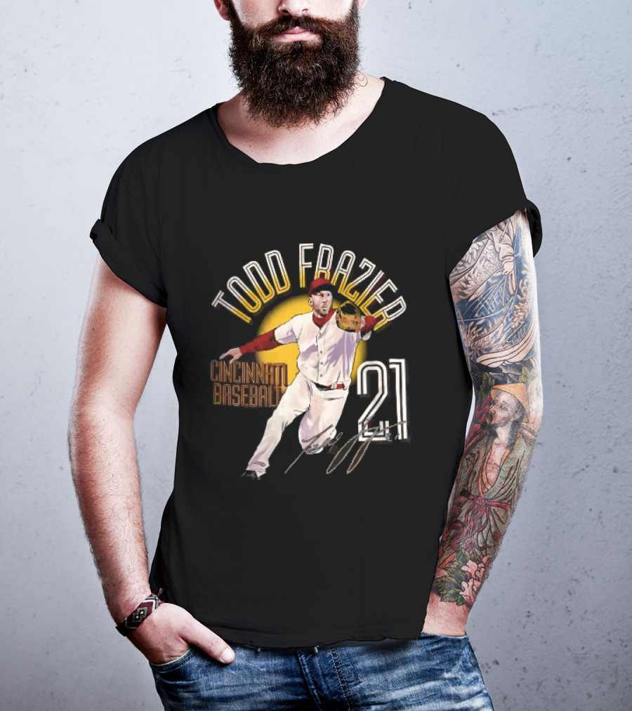 Todd Frazier Cincinnati Baseball 21 Fielding Yellow Sun T-Shirt