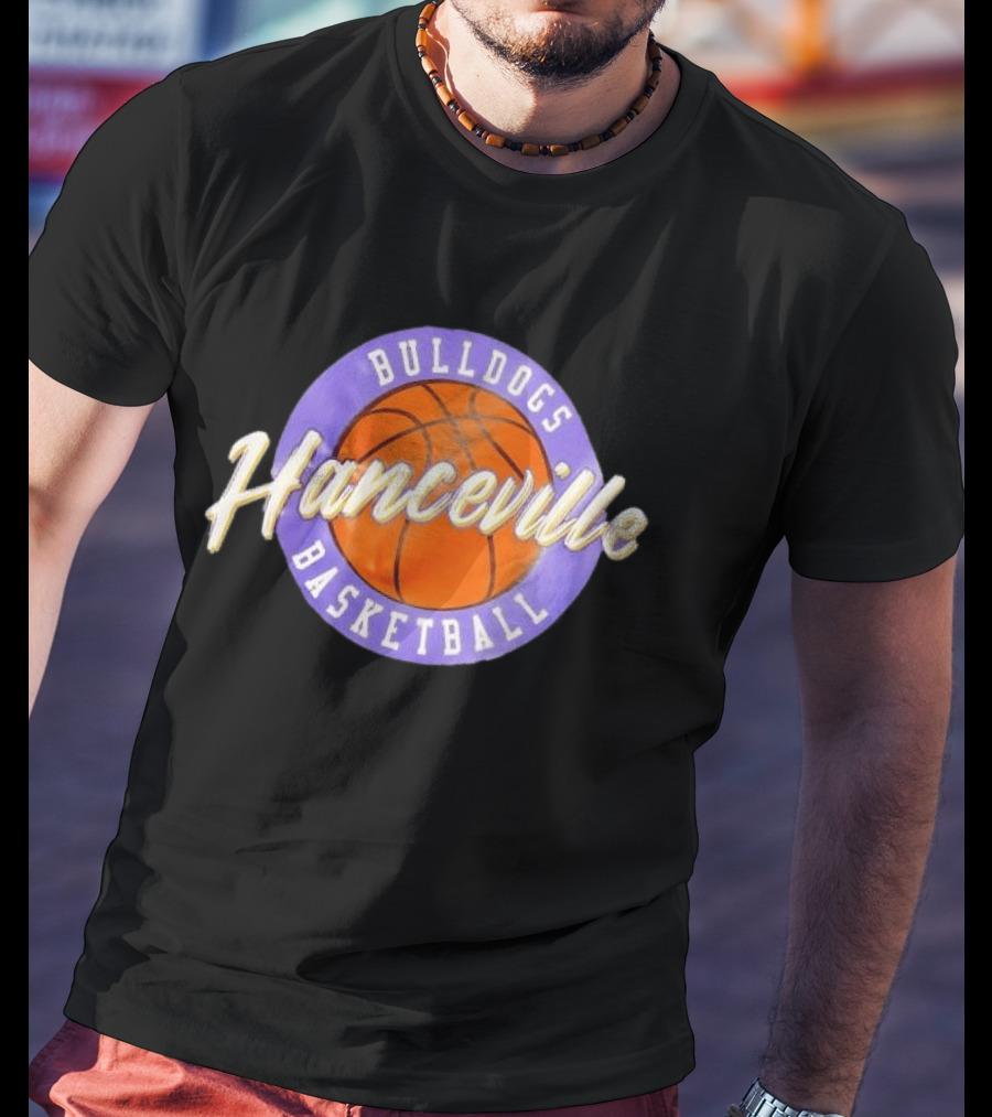 Hanceville Bulldogs Basketball Purple Circle Orange Ball T-Shirt
